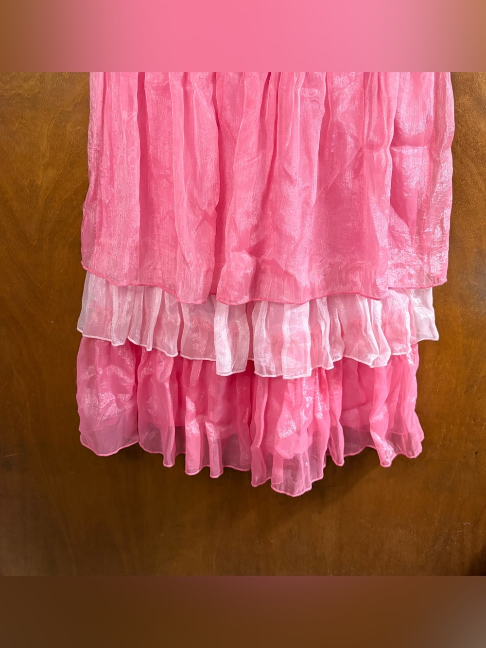 Vintage Y2K Pink Tiered Chiffon Mini Dress Floral Rosette Coquette Fairy Bratz - Picture 7 of 8